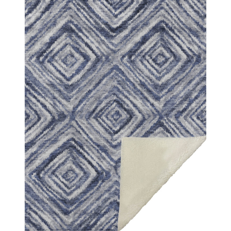 Jeté en sherpa Addison ASB781, Bleu