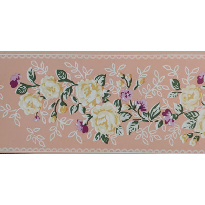 Bordure de papier peint à fleurs stylisées stylisées à motif rétro 33 pi x l 4 po Kaelynn