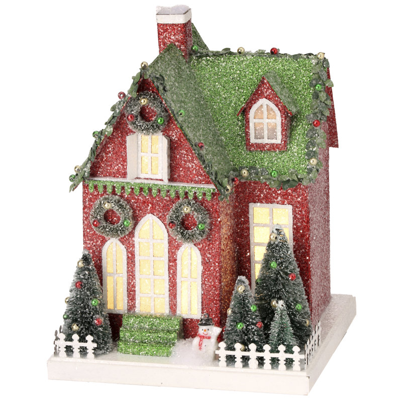 10.5" LED Cardboard Village House