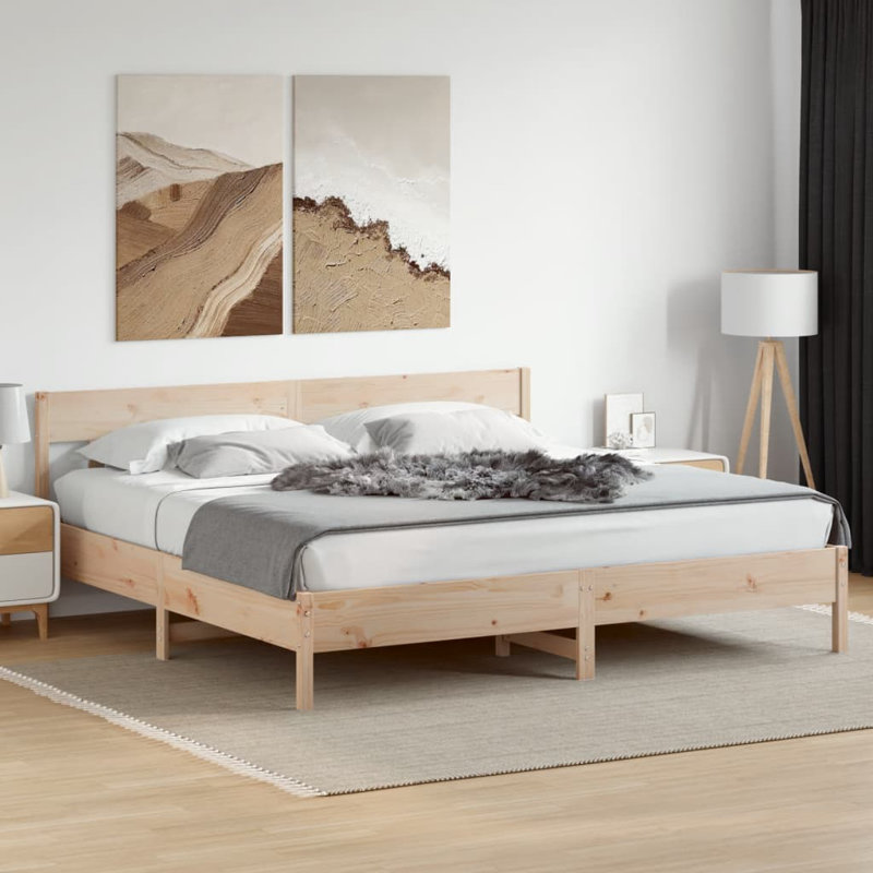 Vernia Solid Wood Bed, Super King (6'), Natural