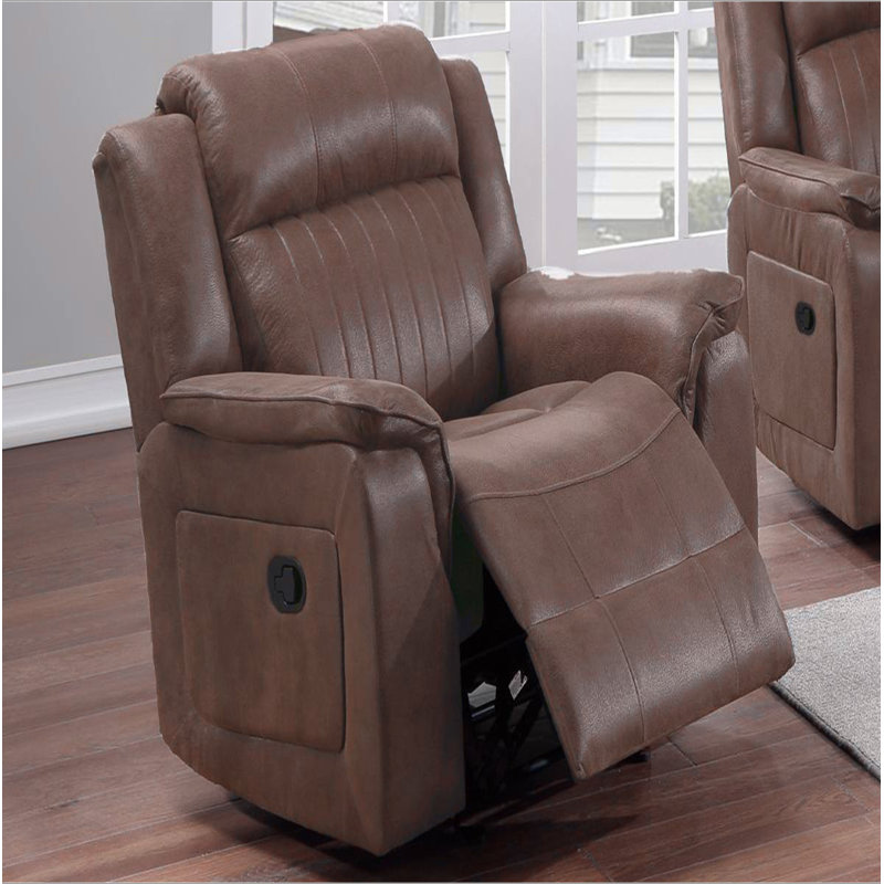 Contemporary Manual Motion Glider Recliner Chair 1Pc Living Room Furniture Dark Coffee Breathable Leatherette, Dark Coffee