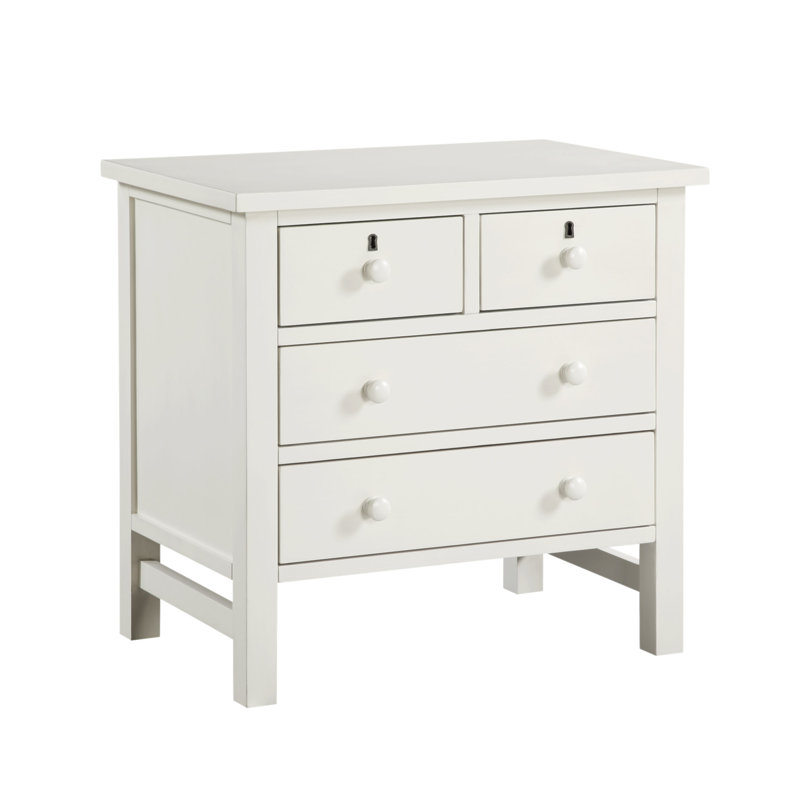 Georgina 4-Drawer Storage Nightstand - Antique Gray, Blanc antique