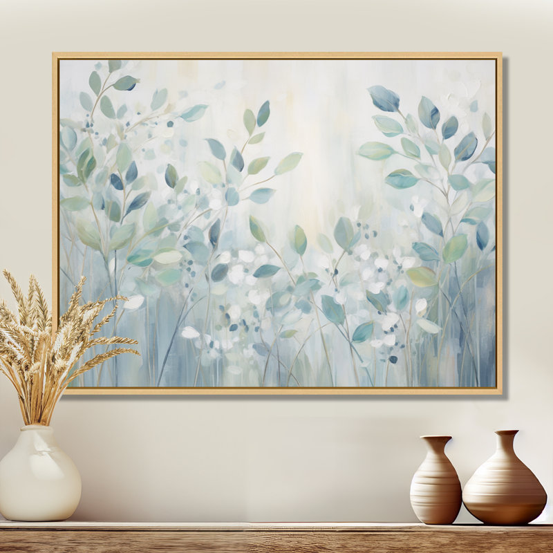 «Blue Botanical Rhythms IV - Abstract Botanicals», reproduction d'art sur toile, H 16 po x l 32 po x P 1 po