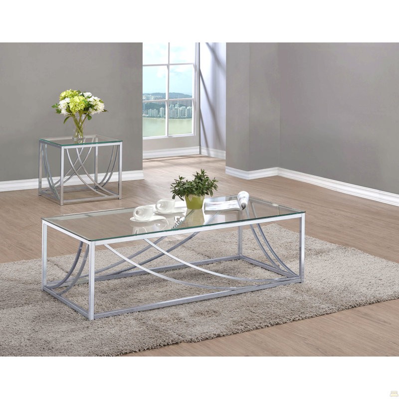 Ensemble de table basse et de table de bout en verre 2 pièces Kempton