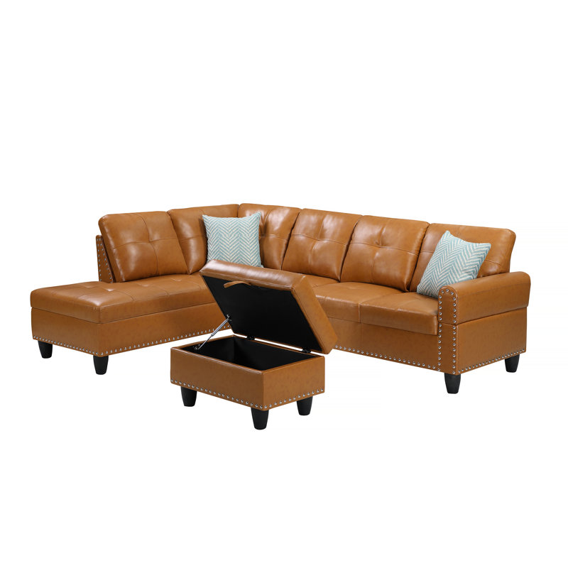 Canapé modulaire en similicuir avec repose-pieds Irine
