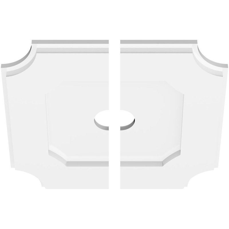 Médaillon de plafond contemporain en PVC de qualité architecturale Locke, deux pièces, H 1 po x l 14 po x P 14 po
