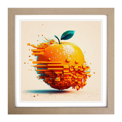 Orange Fruit Glitch Art - Framed Print