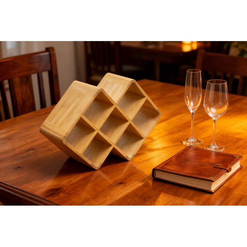 Support à vin 8 bouteilles en bambou, support de rangement autoportant pour bouteilles de vin standard, comptoir compact ou armoire de rangement 12,25 H x 18,5 l x P 7 po