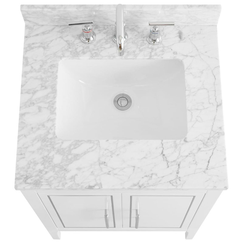 Province 24" Freestanding Standard Single Bathroom Vanity with Top, White/Silver, Brushed Nickel