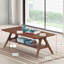 Table basse Mid-Century moderne en bois avec tablette