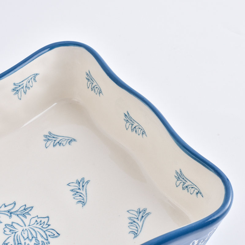 Wisenvoy Rectangle Stoneware Baker Bakeware, Blue