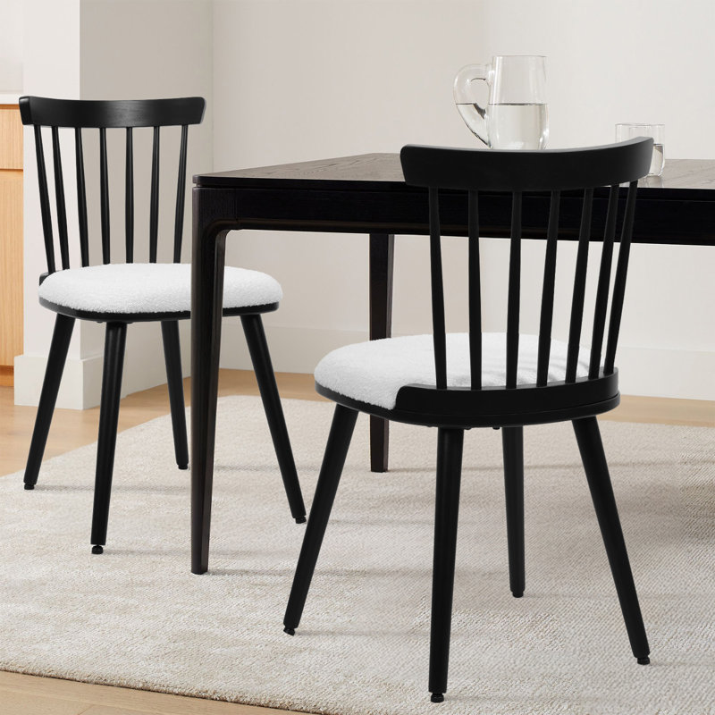 Caplan 49Cm H Upholstered Dining Chairs With Solid Wood, White, 2