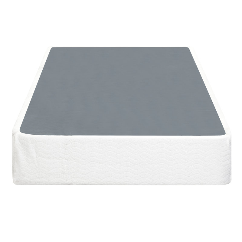 Sommier simple - métal noir avec tissu texturé, profil haut de 8,5 po, système de support à 12 lattes, assemblage facile, capacité de poids de 350 lb, housse en tissu pour chambre à coucher, profil