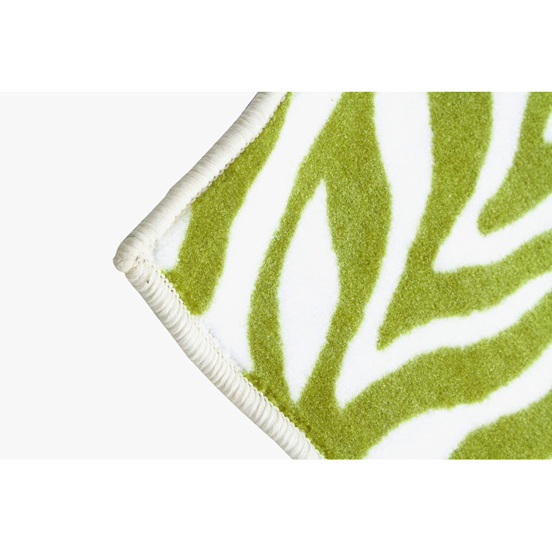 Tapis vert / blanc en nylon touffeté à la machine Berla, Rectangle 2 pi x 3 pi