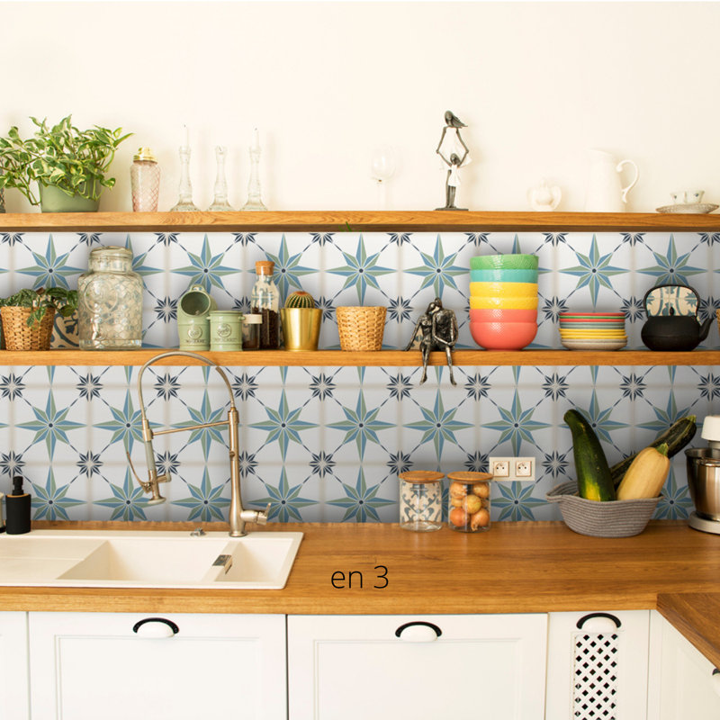 Carreau de mosaïque auto-adhésif en vinyle 6 po x 6 po, Bleu clair