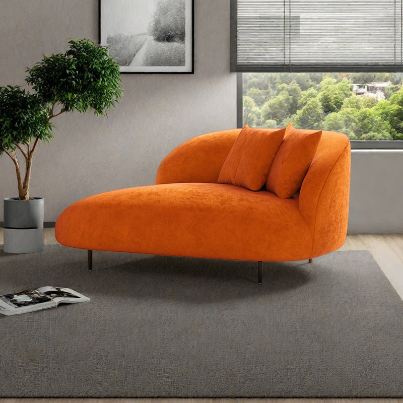 Fauteuil inclinable givré confortable au design épuré, Orienté à droite, Orange