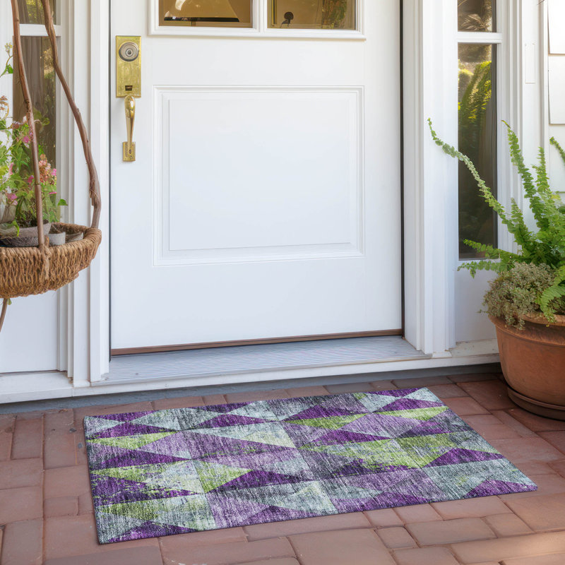 Tapis mauve intérieur / extérieur lavable à la machine Cinead ACN1721, Rectangle 1 pi 8 po x 2 pi 6 po
