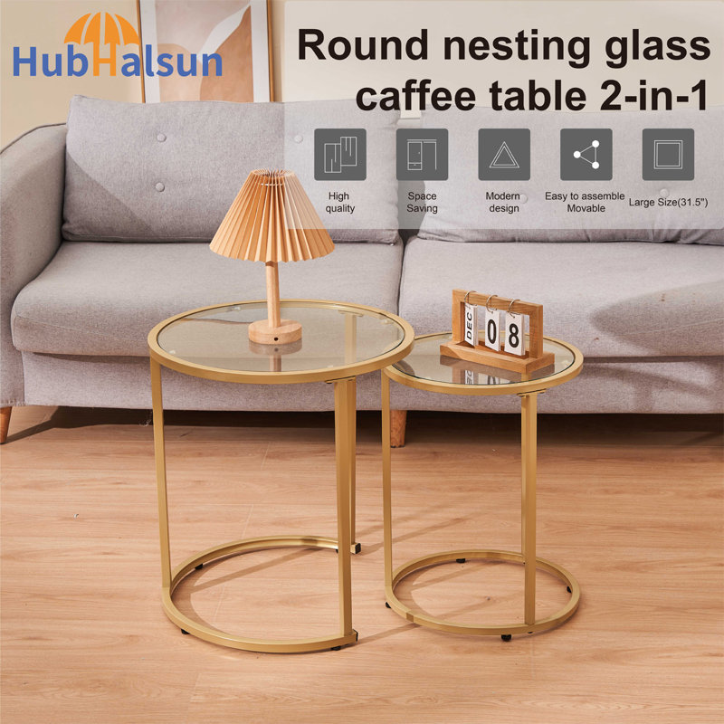 Glass Top Nesting Tables, Gold