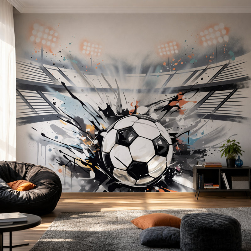 Décoration murale amovible Soccer Paint Stadium, 100 po x 96 po, Texturé non collé