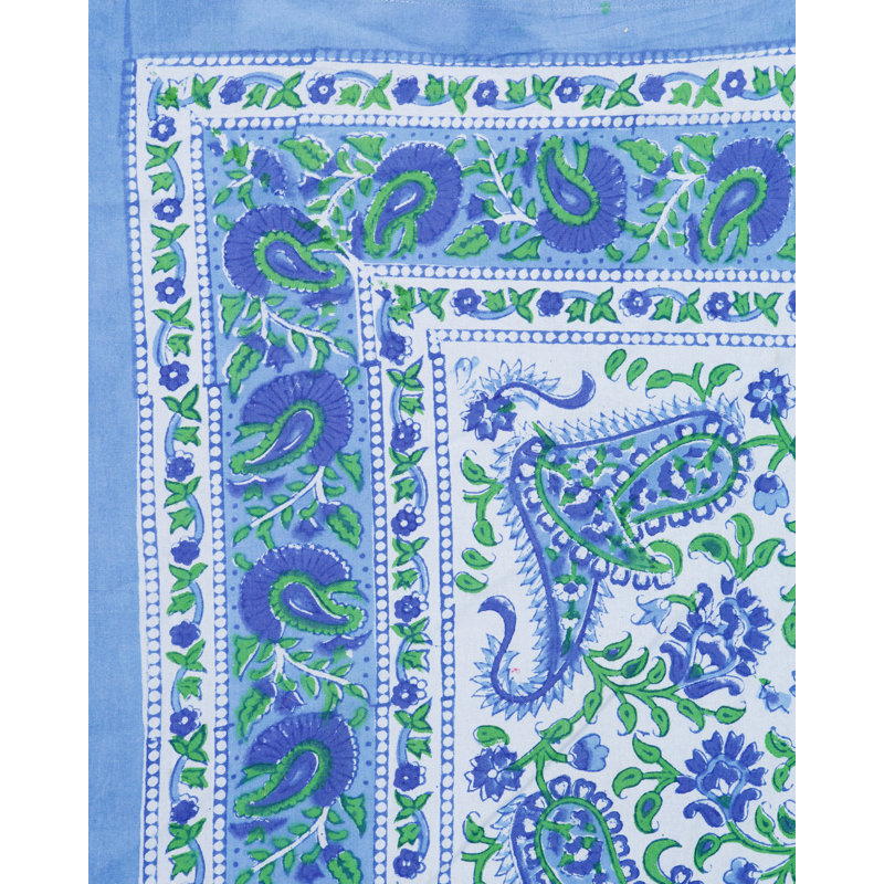 Floral 100% Cotton Tablecloth, 108" x 90", Blue