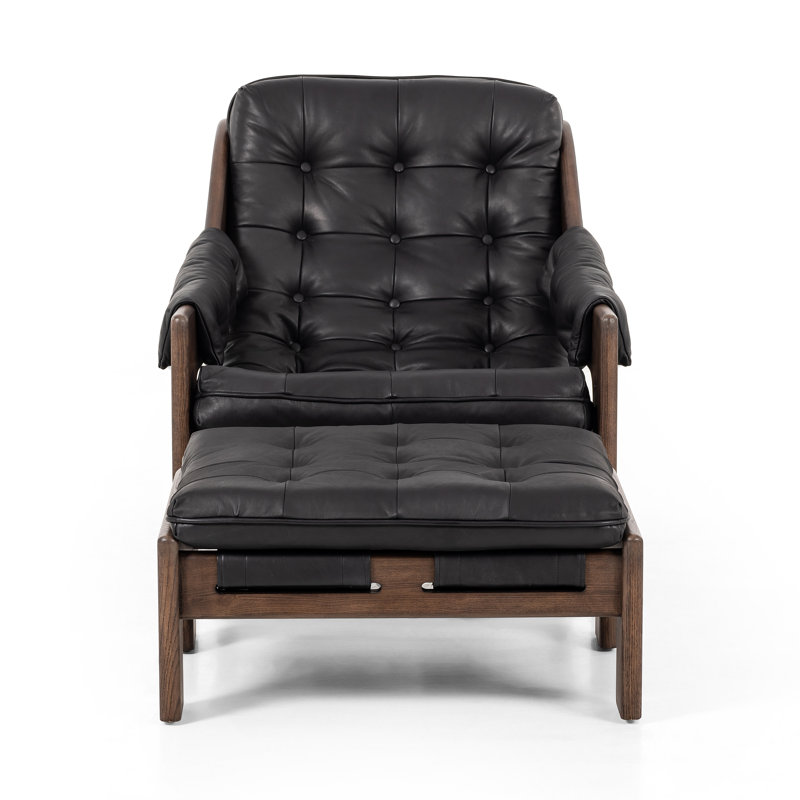 Halston Chair with Ottoman, Heirloom Black