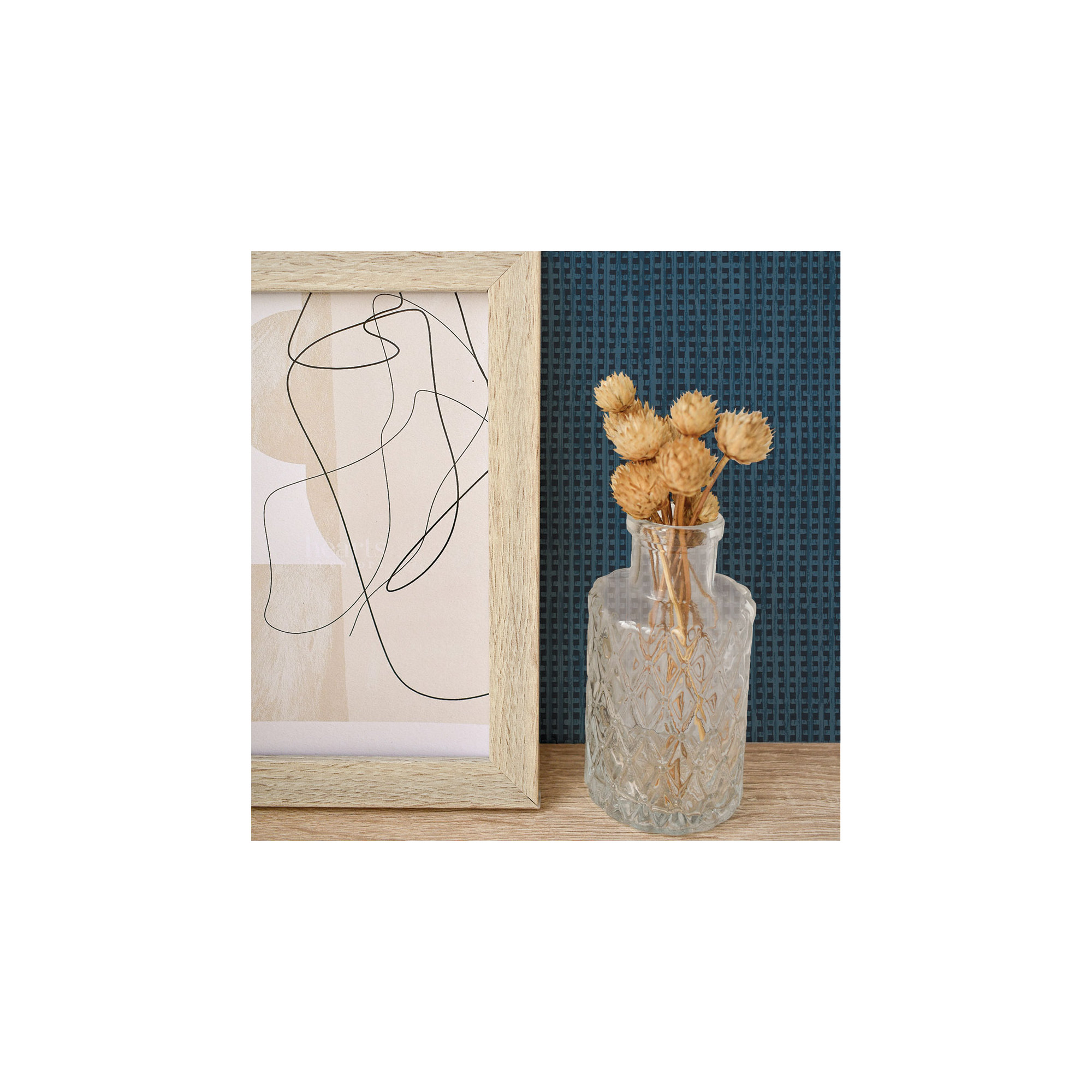 Faux Textured Rattan Peel and Stick Wallpaper, Blue