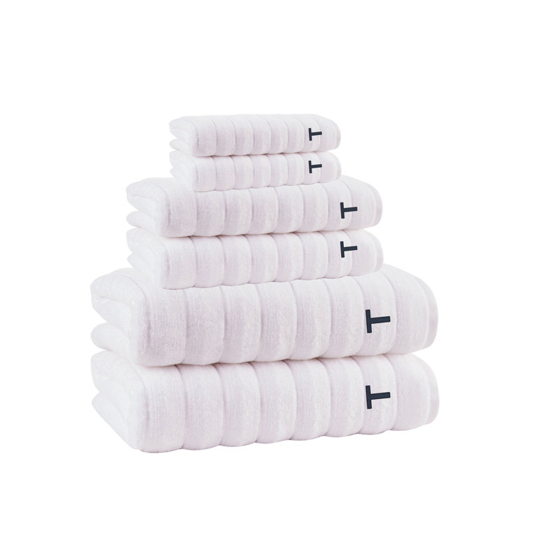  Vague 6 pcs Towel Set, White, T