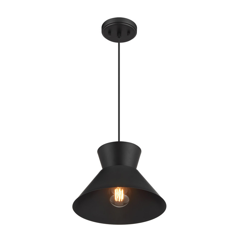 Kerron 1-Light Pendant in Black, Black
