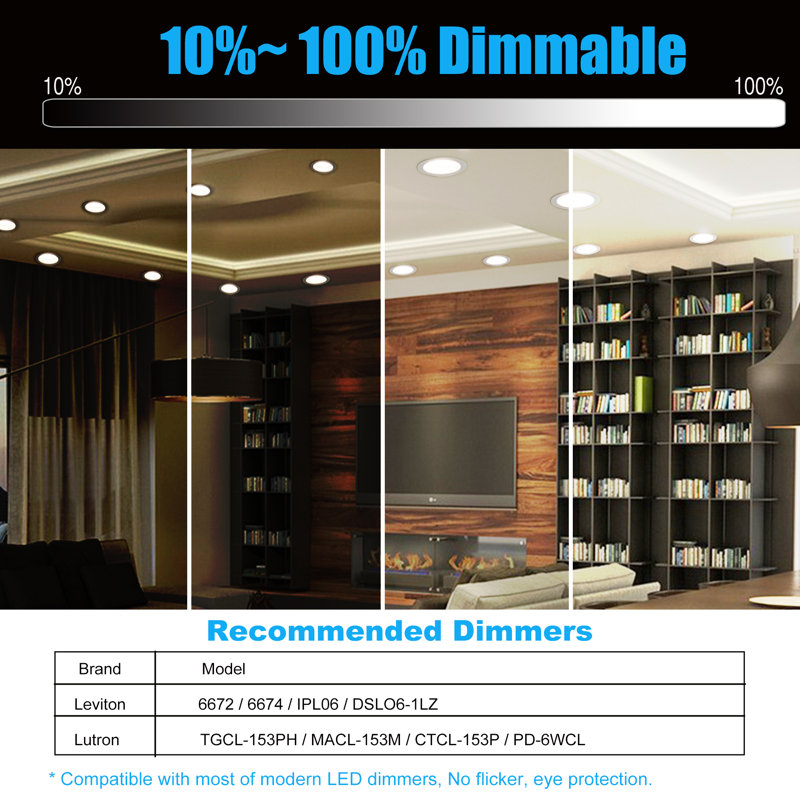 4" Tunable CCT 2700K/3000K/3500K/4000K/5000K Remodel IC LED Retrofit Recessed Lighting Kit
