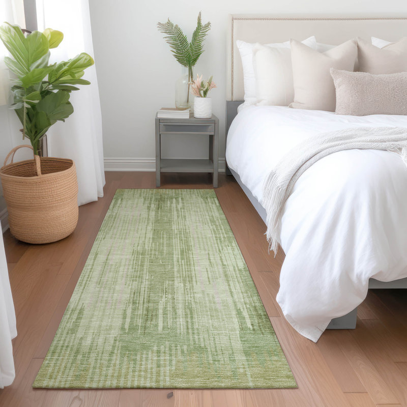 Premium Machine Washable Prisco Aloe Rug, Runner 2'3" x 7'6"