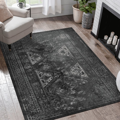 Tapis lavable 5 po x 8 po, construction à poils courts, base antidérapante, ne perdant pas ses poils, pliable et réfléchi pour les animaux de compagnie - salon, chambre à coucher, cuisine, tapis pour salle à manger