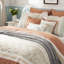 Édredon 9 pièces grand corail - tissu de coton, édredon, 2 taies décoratives, coussins décoratifs Euro 3, coton doux plissé aube, détails, literie