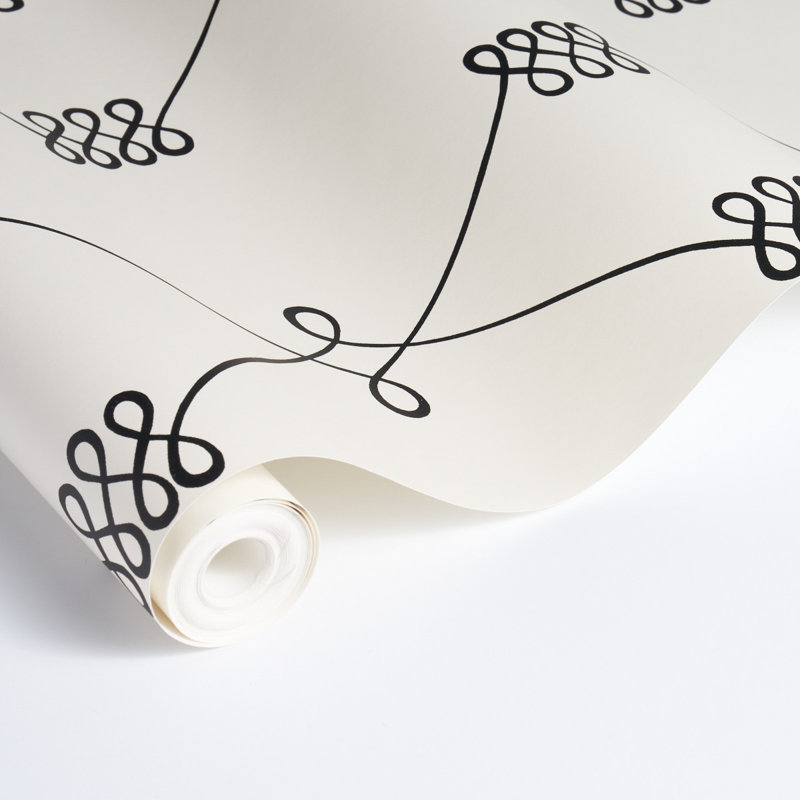 Papier peint Nicolette, Noir/crème