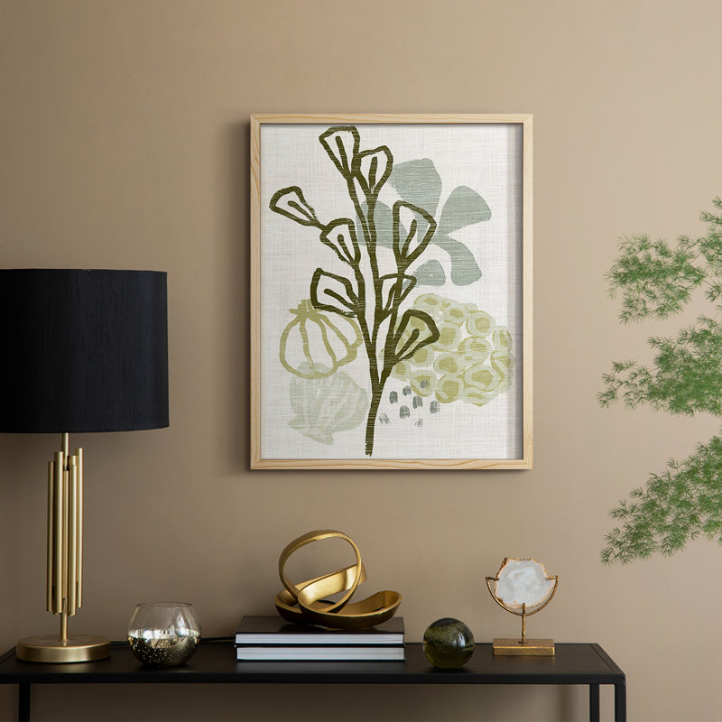 Coral Blockprint II, reproduction encadrée - bois massif, H 21 po x l 17 po