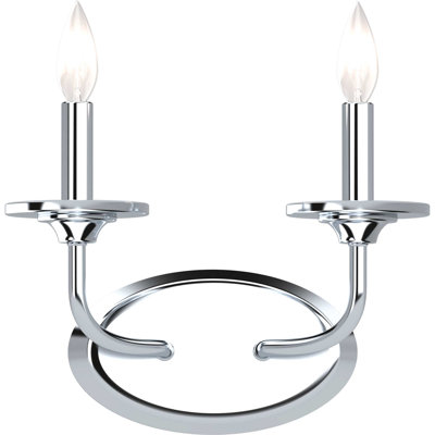 Aria 2-Light Indoor Polished Nickel Wall Mount Wall Sconce Vanity Light No Shades