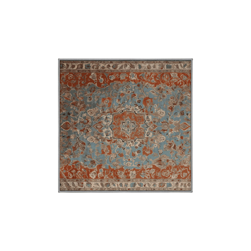 Machine Washable Gray Area Rug, Square 6'