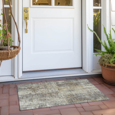 Machine Washable Indoor/Outdoor Cinead ACN1715 Beige Rug