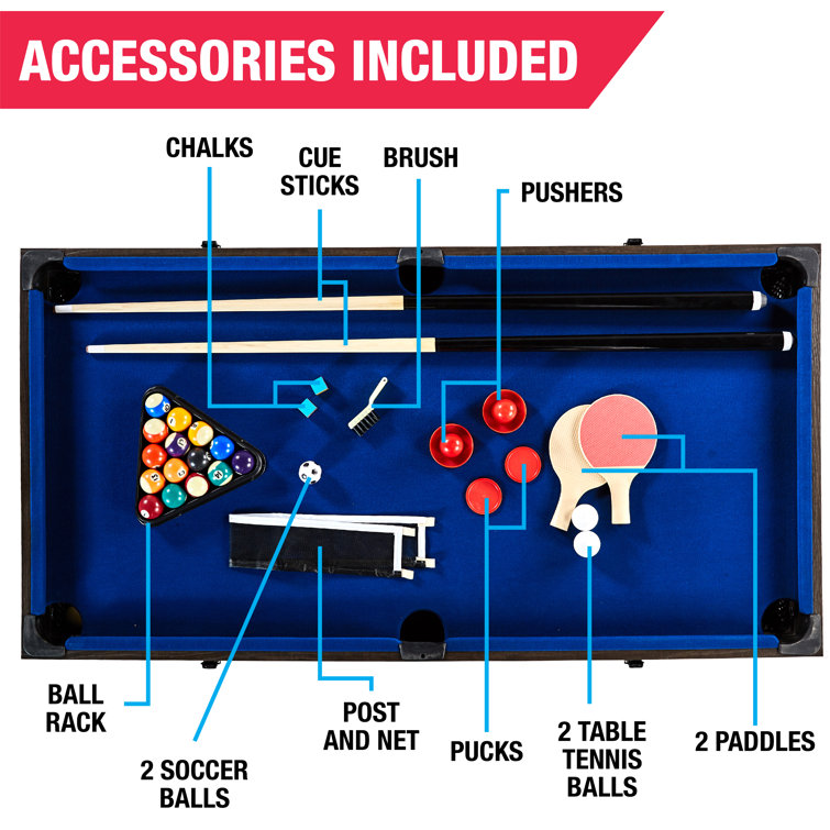 54-in 4-in-1 25.75 Multi-Game Table