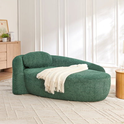 Fauteuil paresseux moderne simple ovale avec dossier intégré, accoudoirs latéraux et oreiller, chaise longue compacte pour le salon - vert