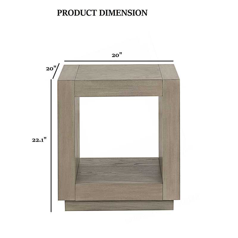 Table de bout carrée 1Pc avec tablette inférieure ouverte