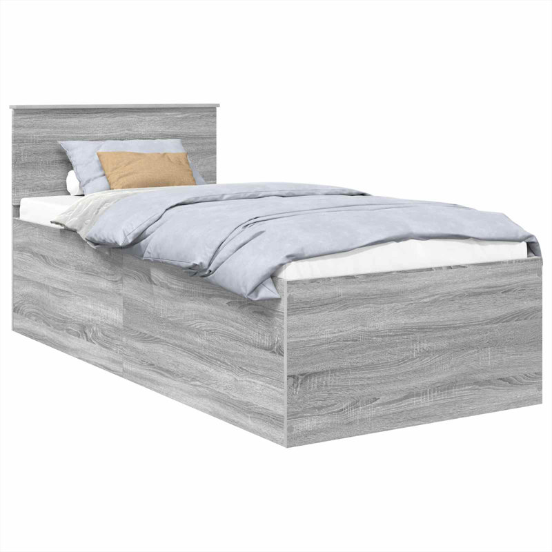 Bed Frame, European Single (90 x 200 cm), Grey Sonoma