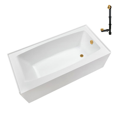 Streamline 60 in. x 30 in. Acrylic Right-Hand Drain Alcove Bathtub in Glossy White With External Drain