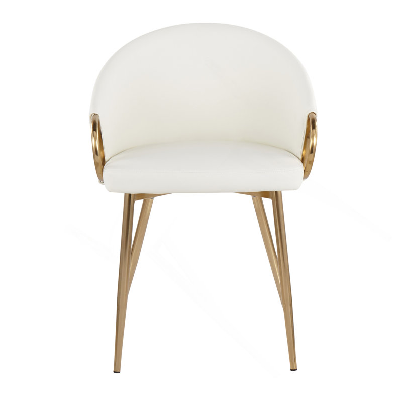 Chaise en métal et similicuir, Blanc