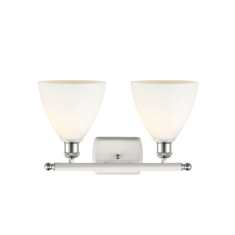 Éclairage pour meuble-lavabo 2 lumières Shauna, Blanc mat, DEL, Blanc / chrome poli