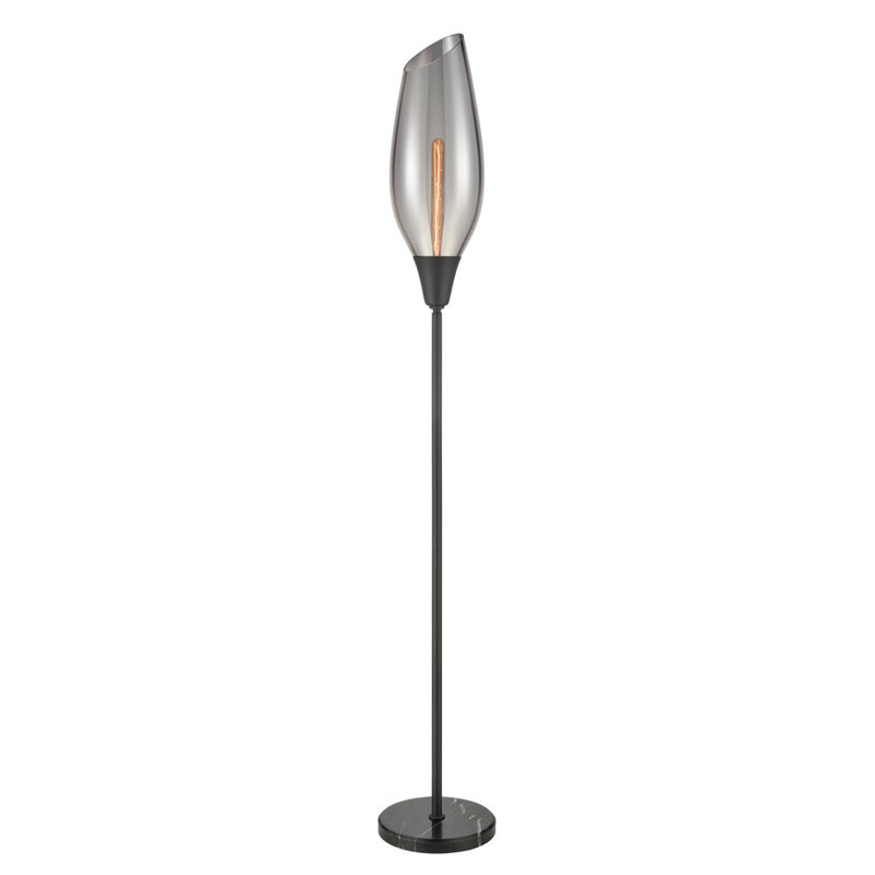Mingua 173cm Polished Torchiere Floor Lamp, Black