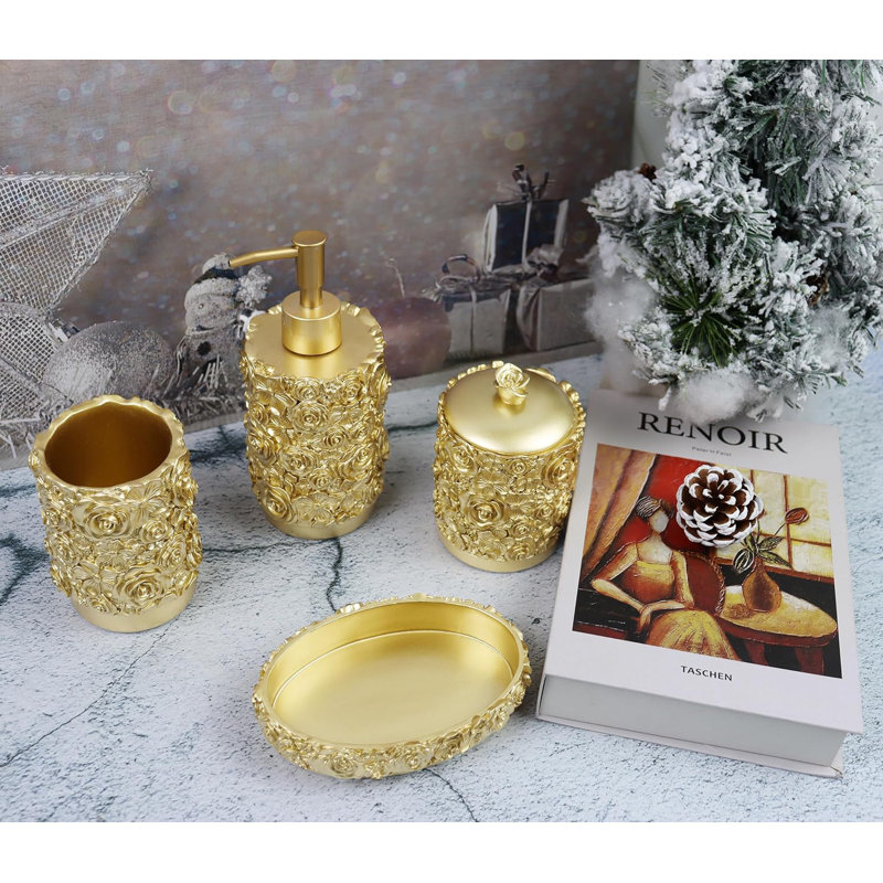 Golden Bathroom Accessories Set