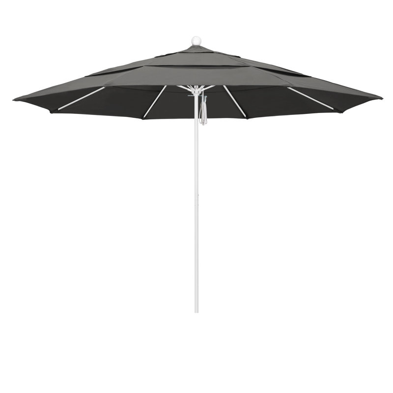 Parasol de marché 11 pi Silva, Toile gris anthracite Sunbrella®, Pierre noire