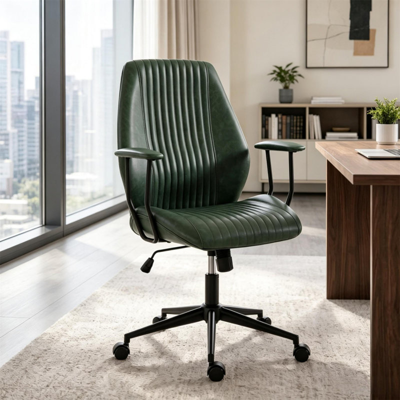 Fauteuil de direction ergonomique, fauteuil de bureau pivotant réglable en hauteur, chaise de bureau, Vert