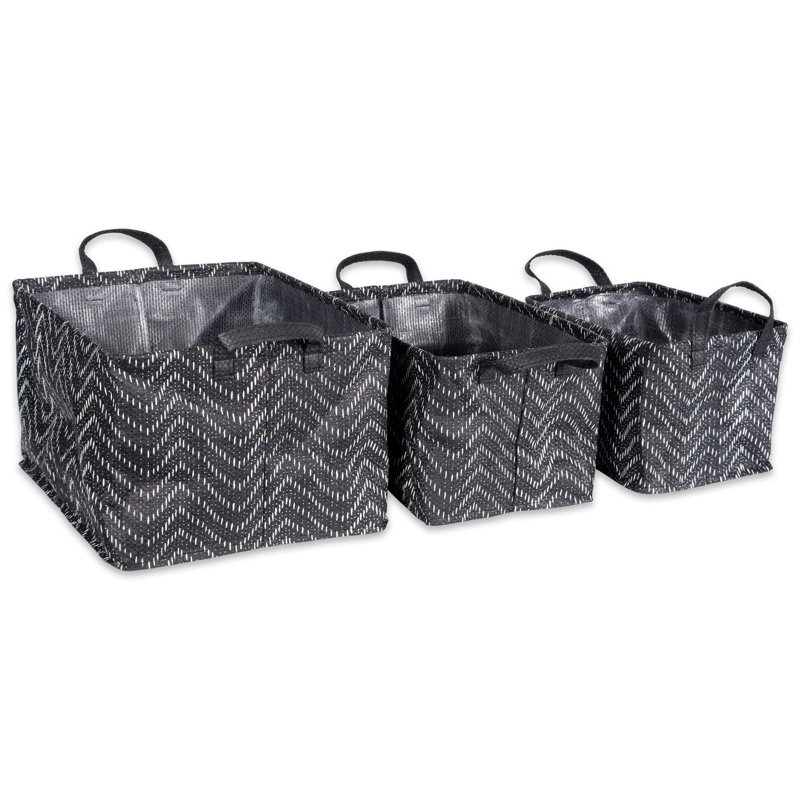 Amarillas Fabric Laundry Set with Handles, Black/White
