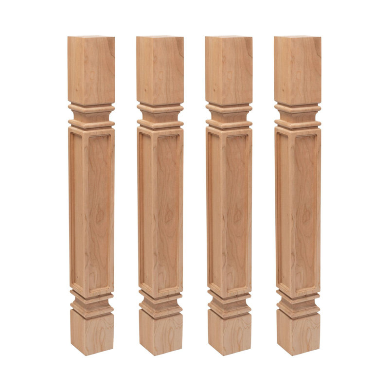 Unfinished Solid Hardwood Mission Kitchen Island Leg, 35.25" H x 5" W x 5"D, Maple